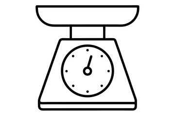 Kitchen Scale Line Icon – Food Weight Measurement Vector for Cooking and Nutrition Apps

