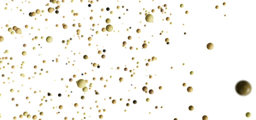Abstract image of many small spheres floating on white background. Perfect for presentations, websites, and more.