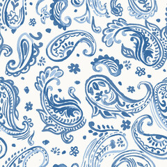 seamless pattern with blue color  paisley
