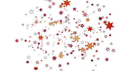 Beautiful background of red, orange, and silver stars. Perfect for holidays, celebrations, and more!