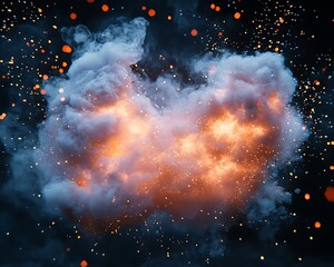 Naklejka premium Fiery explosion with smoke and sparks