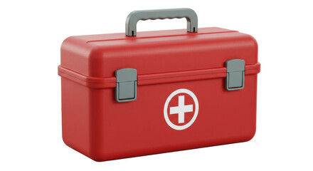 Isolated Red First Aid Kit with White Cross