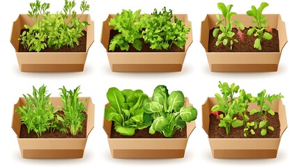 Gardening boxes with plants