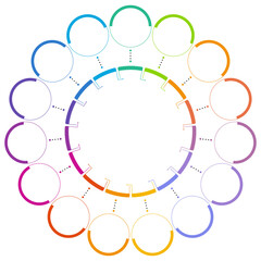 Basic circle infographic with 15 steps, process or options.