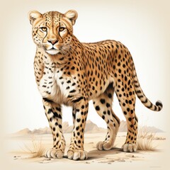 Fototapeta premium Cheetah in Nature Wildlife Illustration Desert Close-Up View Animal Behavior Concept