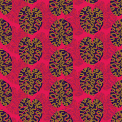 seamless hand drawn pattern with patterned tropical monstera