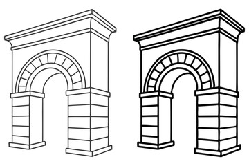 Two line drawings show brick arches with archways, distinct shapes, and styles