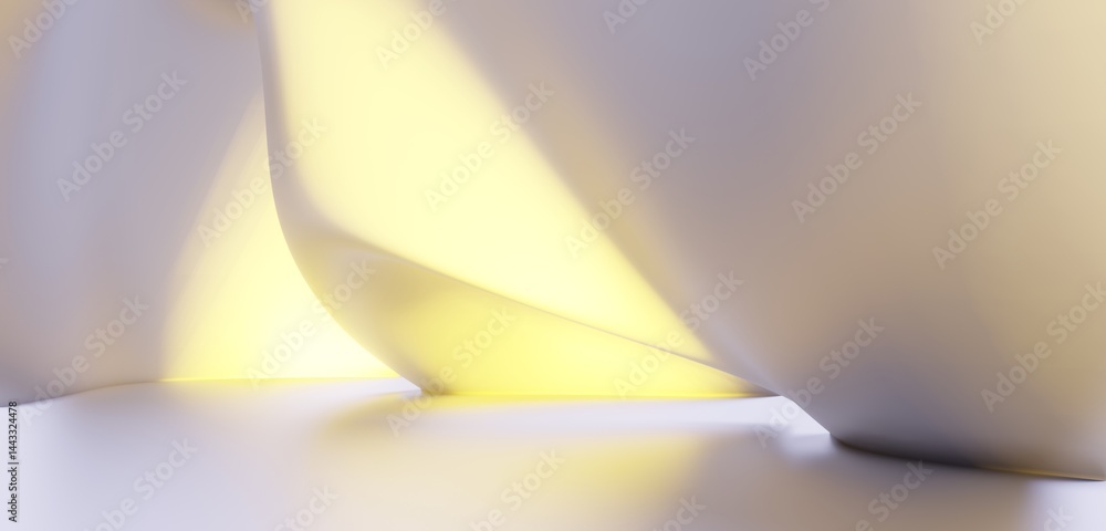 Aufkleber abstract architecture background interior with curved design 3d render