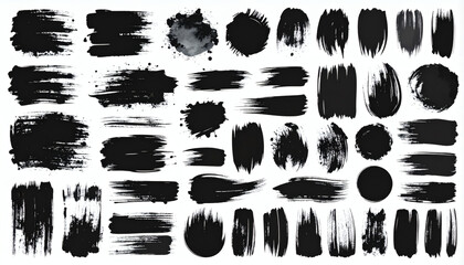Brush paint vector set &ndash; Messy ink brush strokes, blots, and daubs for Chinese, Japanese, and Korean calligraphy styles