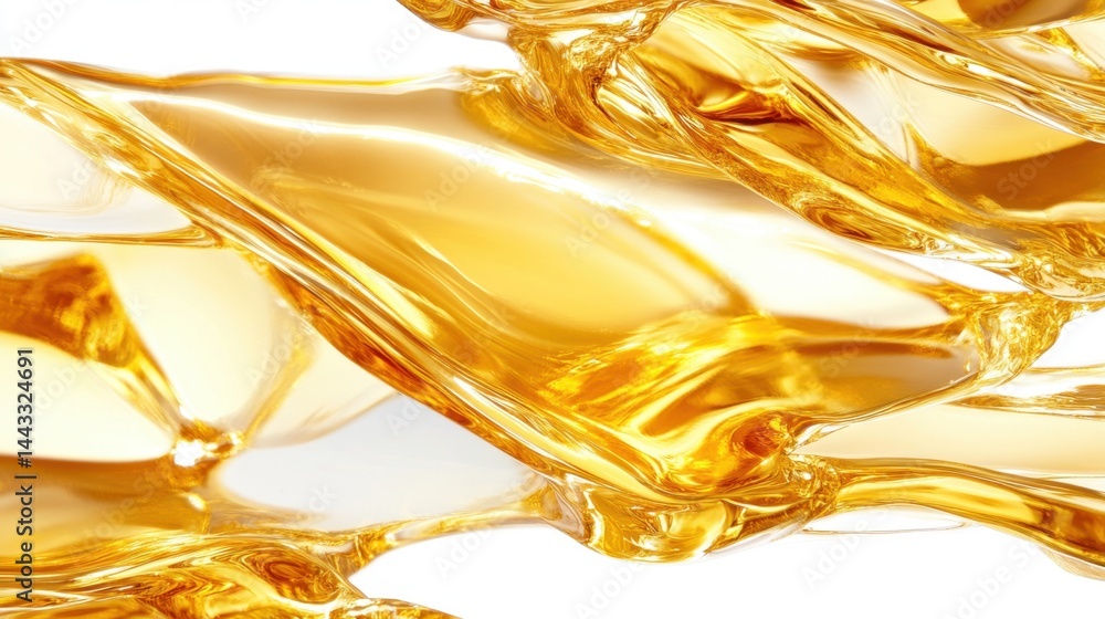 Poster abstract flowing golden liquid texture on white background creating a dynamic and luxurious feel per