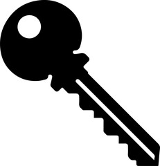 Flat Key Icon Black Silhouette Illustration