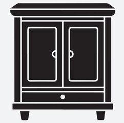 cabinet icon silhouette vector art illustration, set of furniture