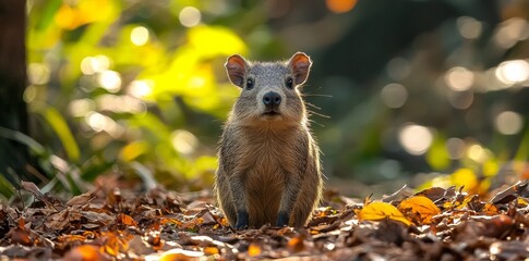 Curious Animal Encounter in Lush Forest Nature Photography Autumn Close-Up Perspective
