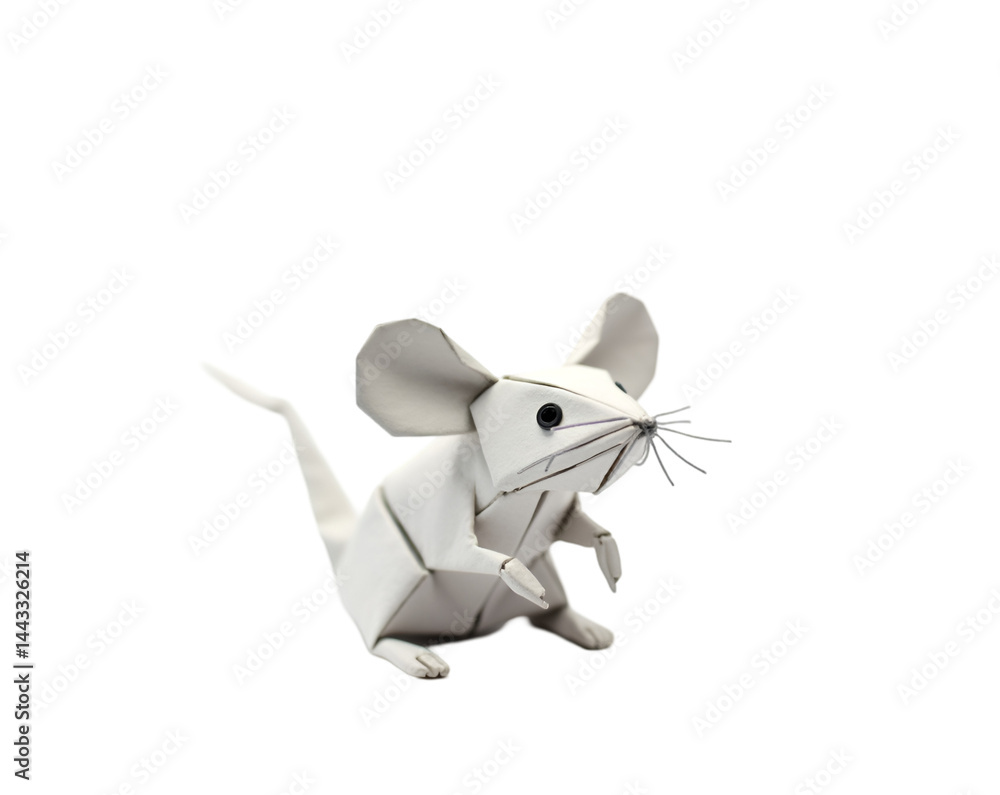 Poster a captivating creation, an exquisite origami mouse displaying intricate folds and delicate features,