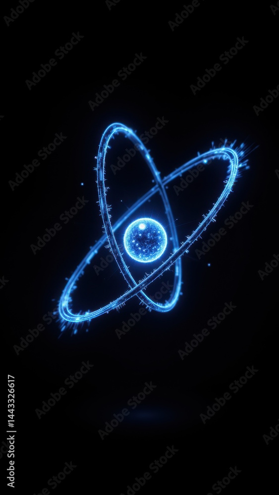 Aufkleber vibrant 3d atomic structure with an orbiting electron.