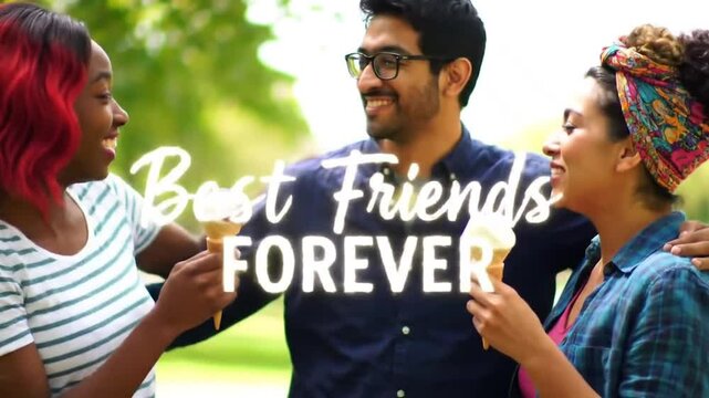 Slow-Motion Montage of Multi-Cultural Friends Sharing Moments. Best Friends Forever Golden Light Leaks Video. Upbeat Ukulele Friendship Montage.
