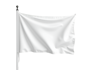 A Clean Symbol, Majestic White Flag Gently Leans, Representing Surrender, Peace or Neutrality with its Crisp Texture and Elegant Crease Detail on a Plain Background