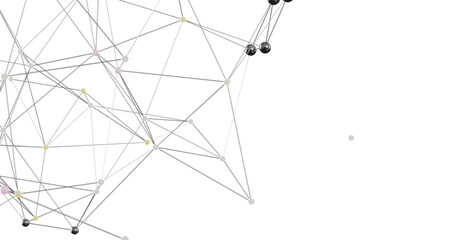 3D rendering of a complex network. Ideal for technology, connectivity, and global communication concepts.