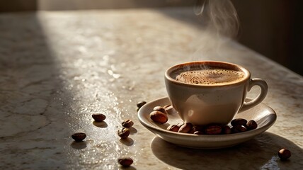 Espresso Cup with Coffee Beans