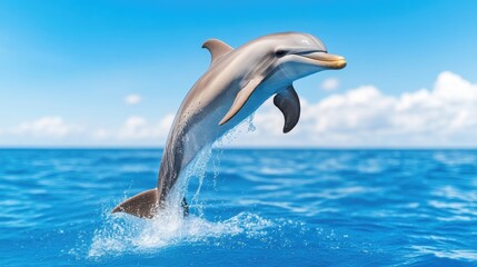 Dolphin leaping in azure ocean