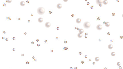 Beautiful white pearl scatter on white background. Perfect for wedding, beauty, or luxury designs.