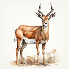 Fototapeta premium Graceful Antelope, Watercolor style Isolate on White Background