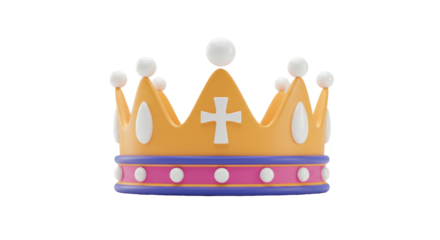 Isolated Gold Crown with Cartoon Style