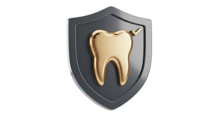 Isolated Metallic Shield with Golden Tooth