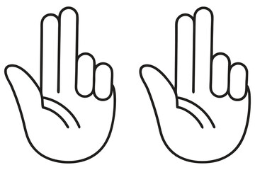 Obraz premium Two hands are shown with two fingers extended, displayed with transparent background