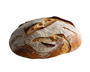 A Delightful Loaf, Rustic Country Bread with Cracked Flour Surface, A Perfect Still Life Photograph Showcasing the Art of Artisan Bread Baking and Culinary Excellence