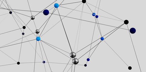 3D rendering of interconnected nodes. Ideal for tech, network, and global concepts.