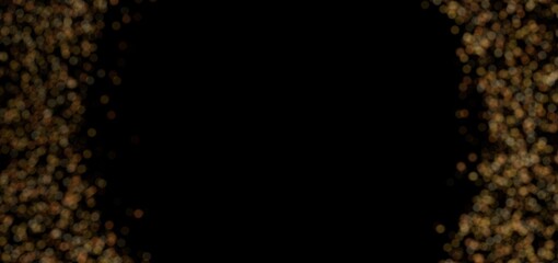 Sparkling gold bokeh border, perfect for holidays, celebrations, or luxury designs.  Black background.