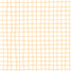 Orange Plaid Gingham Check Hand Drawn Background Pattern Overlay