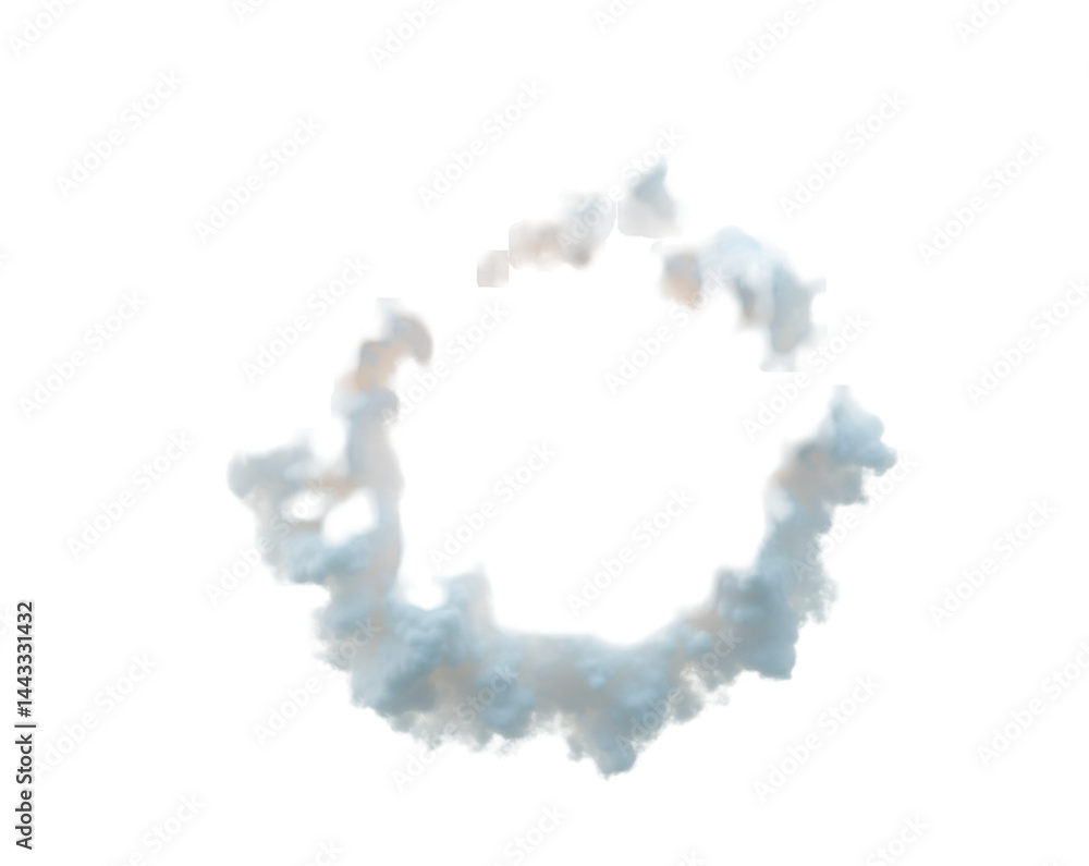 Poster a mesmerizing transparent cloud ring hovers ethereally in the still air, creating a serene and dream