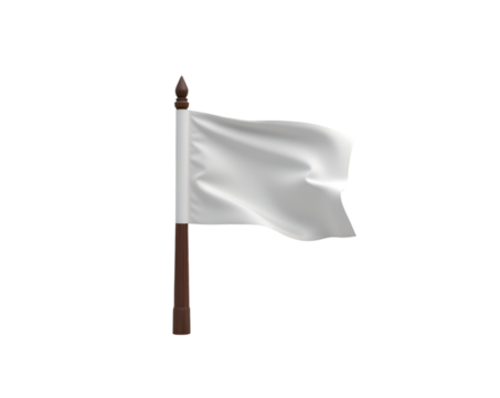 A minimalistic and detailed snow-white flag on a wooden pole, perfect for backgrounds or representing neutral concepts, symbols of peace and new beginnings