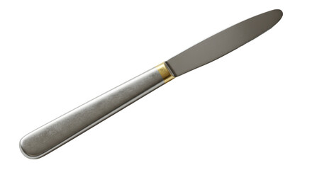 Isolated Silver Butter Knife with Golden Accent