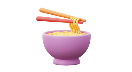 Isolated Bowl of Noodles with Chopsticks