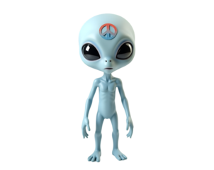 A Serene and Thoughtful Alien Being, Exploring Extraterrestrial Life and Interstellar Harmony in a Futuristic Cosmic Scenario with Slender Limbs and Large Eyes