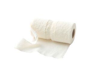 Fototapeta premium A Roll of White Toilet Paper Unwinds Against a Backdrop Providing Essential Hygiene and Cleanliness in a Simplistic Yet Evocative Manner