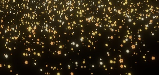 Sparkling gold and white stars on black. Perfect for holidays, celebration, magic.