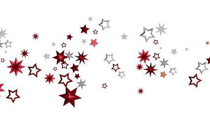 Beautiful image of red and silver stars on white background. Perfect for holiday designs.