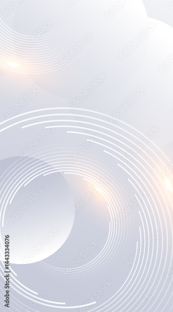 Leinwandbilder Abstract technology background with soft white waves and glowing concentric circles. 