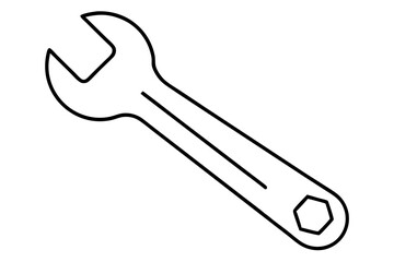 Wrench Icon – Outline Vector Tool for Maintenance and Repair

