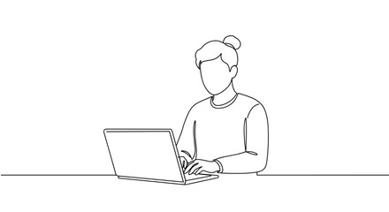 Person working focused on laptop in minimalistic setting  