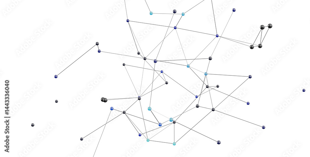 Fototapete Stock photo of a complex network visualization with connected nodes. Ideal for technology, communication, and data concepts.