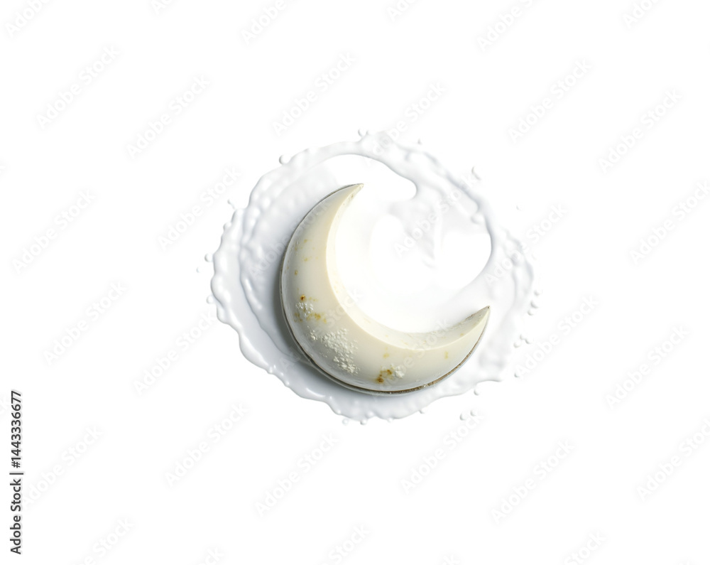 Aufkleber abstract composition of a crescent moon shaped object surrounded by white fluid swirls, creating a s