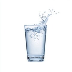 Glass of splashing water isolated on white background