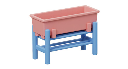 Isolated Pink Planter Box on Blue Stand