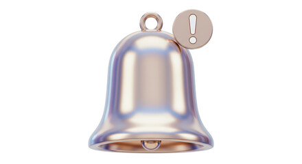 Isolated Silver Notification Bell with Exclamation Mark