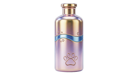Isolated Pearlescent Pet Shampoo Bottle with Paw Print
